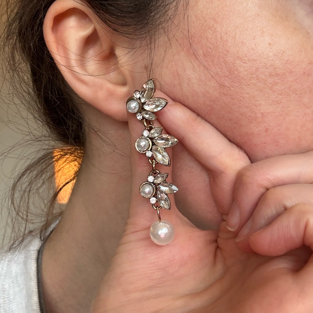 Silver and Pearl Drop Earrings